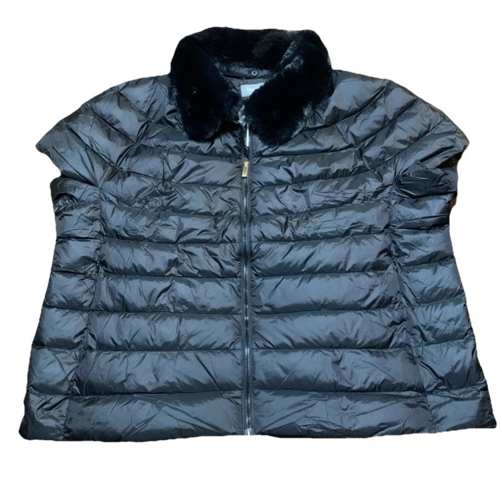 NWT Martha Stewart Down Puffer Vest Jacket Black Full Zip Cap Sleeve Sz S